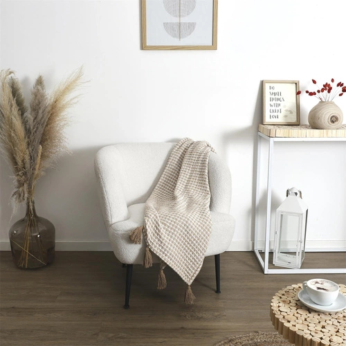 Pled Honeycomb beżowy miękki koc na kanapę lub łóżko do salonu 120x150 cm