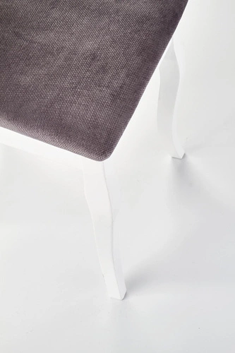 Krzesło Baron Intesi drewniane tapicerowane glamour białe szare do jadalni i salonu