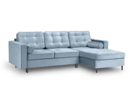 Narożnik z funkcją spania Palais Light Blue Velvet Prawostronna kolor nóg czarny