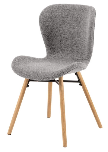 Krzesło tapicerowane Batilda szare do jadalni nowoczesne z drewnianymi nogami Actona