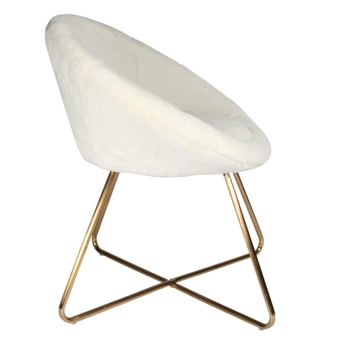 Fotel kubełkowy Karl Velvet Furry beżowy do salonu nowoczesny tapicerowany boucle na płozach