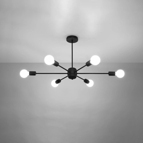 Żyrandol nowoczesny LANGO 6 czarny metalowy do salonu, kuchni i jadalni Sollux