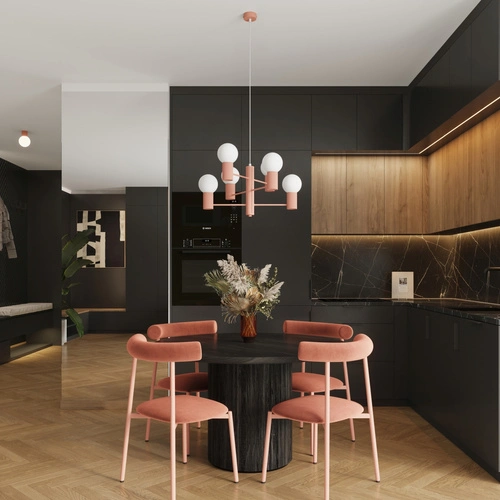 Nowoczesny żyrandol HALO 6 brzoskwiniowy lampa sufitowa do salonu i jadalni