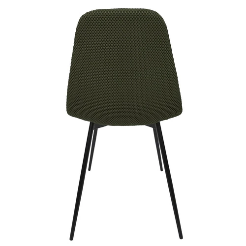 Krzesło tapicerowane Pori zielone khaki Intesi do jadalni nowoczesne na czarnych metalowych nogach