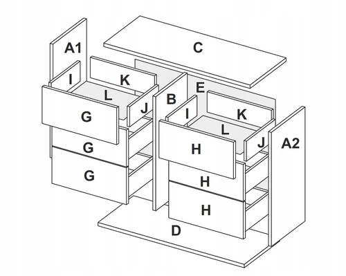 Komoda Tissa 160cm biała połysk