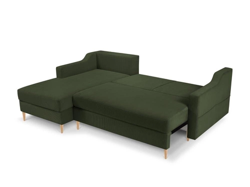 Narożnik z funkcją spania Rose Bottle Green Corduroy lewostronny