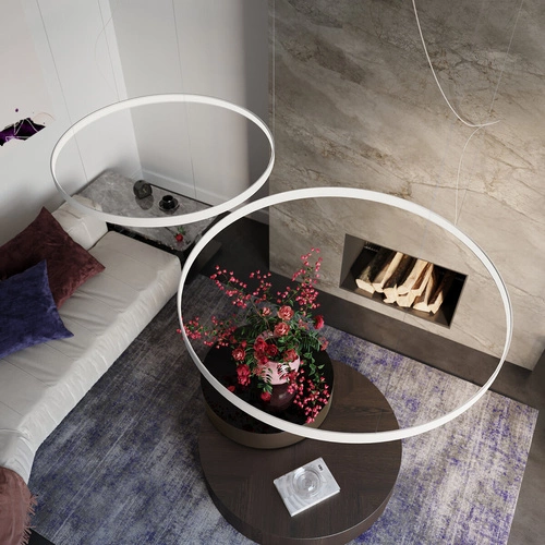 Żyrandol LED RIO 55 biały nowoczesny do salonu okrągły industrialny lampa sufitowa