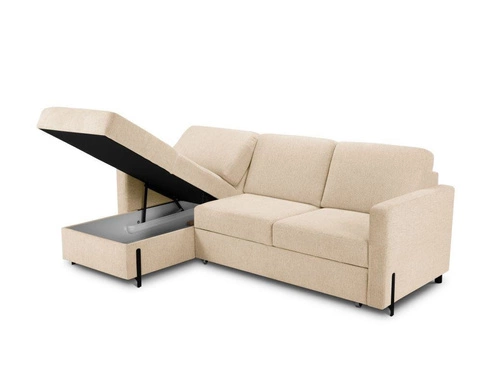 Narożnik z funkcją spania Gabriel Beige Structured Fabric lewostronny