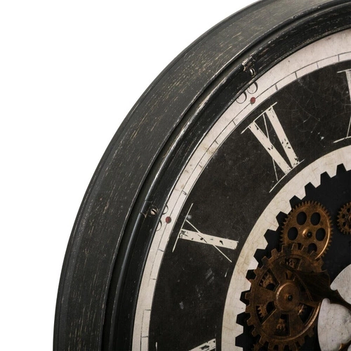 Duży zegar ścienny Charly 76 cm czarny retro cichy mechanizm do salonu Atmosphera