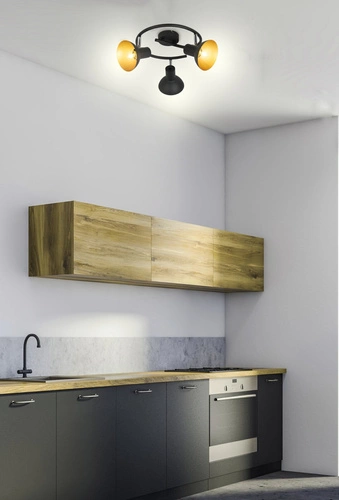 Lampa sufitowa Diso nowoczesna czarna ze złotem regulowana do salonu i sypialni 3-punktowa