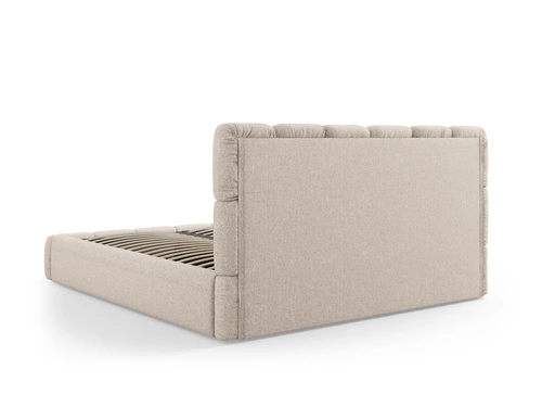Łóżko tapicerowane Bellis 160x200 beżowe z pojemnikiem do sypialni nowoczesne glamour