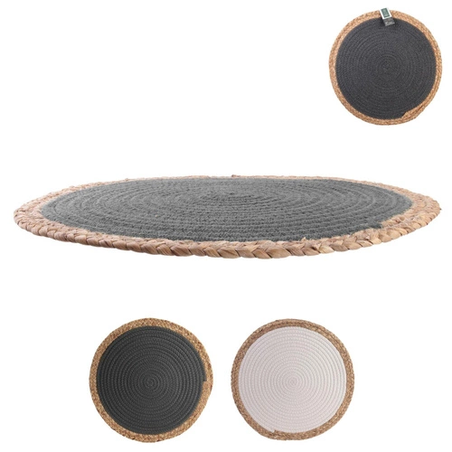 Okrągła biała podkładka pod talerz z trawy morskiej Seagrass 38cm Intesi boho do jadalni