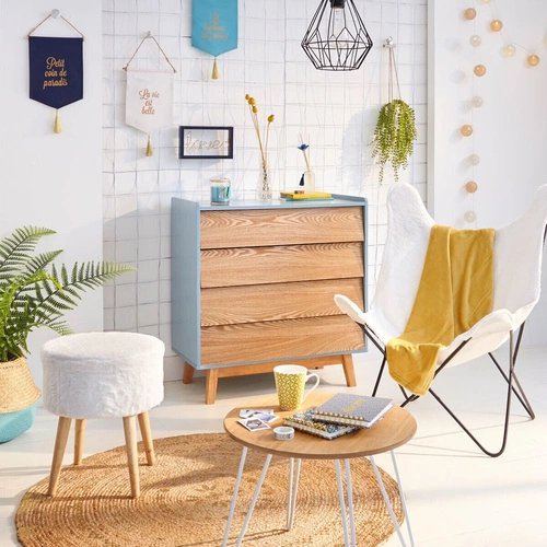 Fotel kubełkowy Oslo biały do salonu nowoczesny skandynawski na czarnych nogach Atmosphera