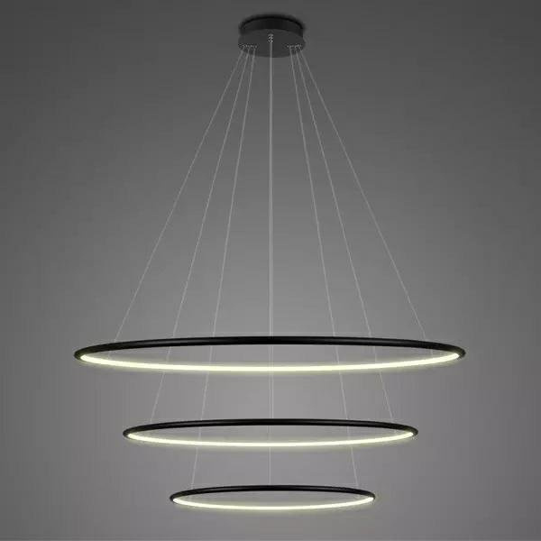 Lampa sufitowa LED Ledowe Okręgi 80cm czarna nowoczesna do salonu z regulacją wysokości