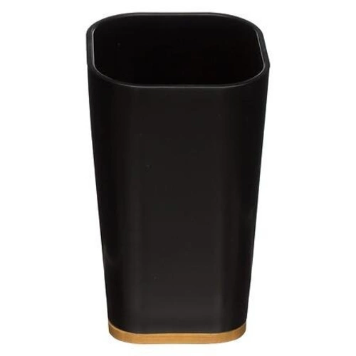 Zestaw łazienkowy Natureo czarny z bambusową mydelniczką i pojemnikiem na szczoteczki