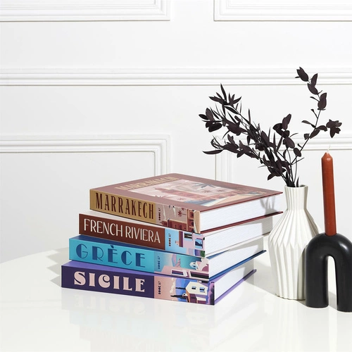 Pudełko dekoracyjne Grece Intesi niebieskie książka klasyczna do salonu i sypialni