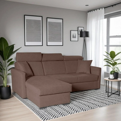 Narożnik Mils z funkcją spania brązowy    tkanina Soro 28