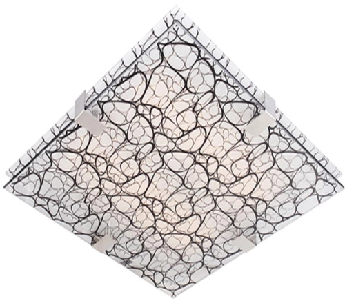 Plafon sufitowy kwadratowy Fiera 40x40 biały szklany do salonu, sypialni i kuchni