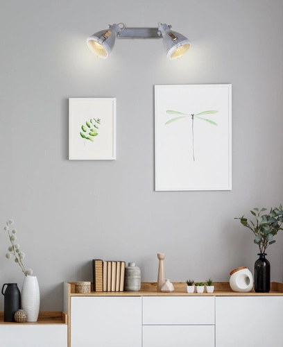 Nowoczesna lampa sufitowa Crodo szara metalowa 2-punktowa regulowana do salonu