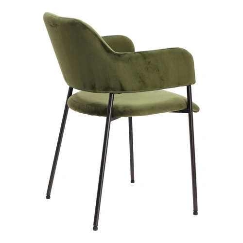 Krzesło Lima welurowe z podłokietnikami   zielone Outlet