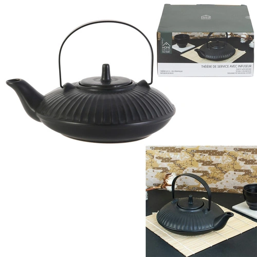 Imbryk ceramiczny Chan Intesi 600 ml czarny z sitkiem do parzenia herbaty