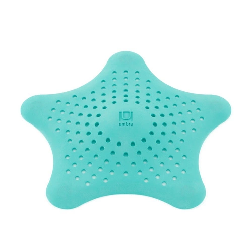 Sitko do zlewu i wanny Umbra Starfish turkusowe gumowe nowoczesne do łazienki 16 cm