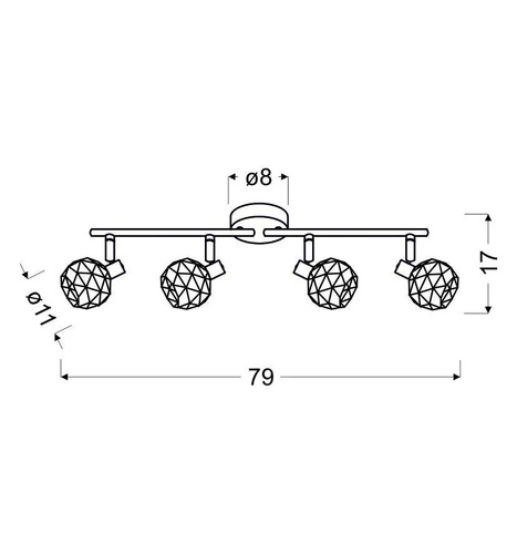 Lampa sufitowa Acrobat czarno-złota regulowana 4-punktowa do salonu i kuchni