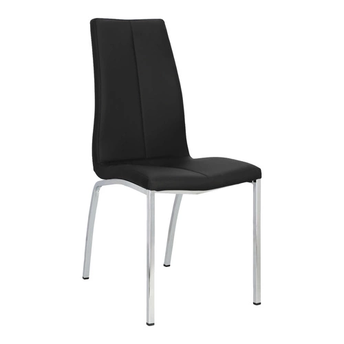 Krzesło do jadalni Asama Actona czarne tapicerowane ekoskóra nowoczesne na metalowych nogach