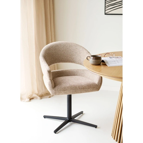 Krzesło Dover obrotowe tapicerowane do jadalni piaskowy melanż z podłokietnikami