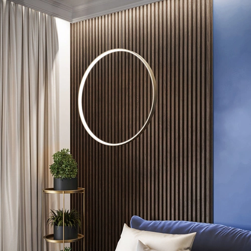 Lampa wisząca LED RIO 55 nowoczesna złota do salonu i jadalni średnica 55 cm