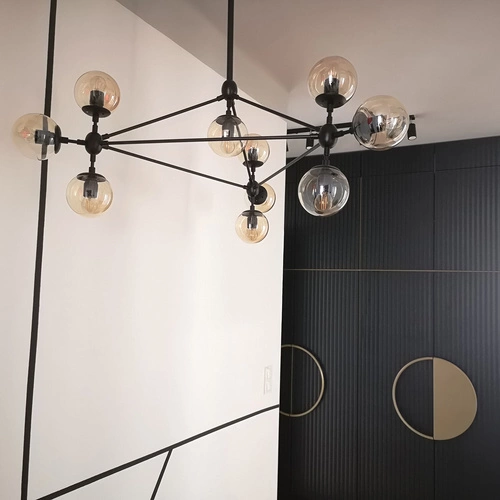 Lampa wisząca kula szklana ASTRIFERO-10 czarna 90 cm do salonu i nad stół