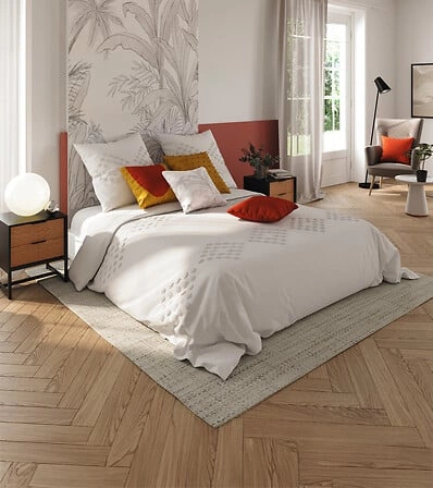 Komplet pościeli bawełnianej 260x240 Atmosphera beżowa tuftowana do sypialni Oeko-Tex