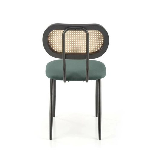 Krzesło tapicerowane welur Sophie zielone do jadalni i salonu nowoczesne na czarnych nogach