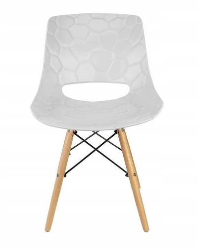 Zestaw 2 krzeseł Tortuga białe skandynawskie do jadalni z drewnianymi nogami Intesi