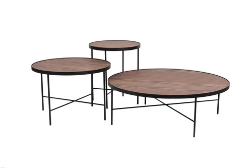 Stolik kawowy okrągły TRE 900 orzech amerykański skandynawski do salonu NORDIFRA