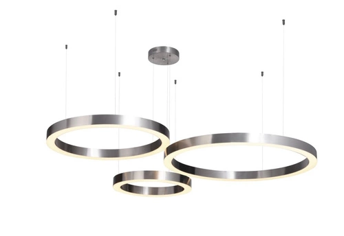 Lampa sufitowa LED Circle 3-punktowa nikiel regulowana do salonu i nad wyspę 