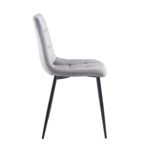 Krzesło do jadalni Caro Velvet Intesi szare tapicerowane welur nowoczesne pikowane czarne nogi