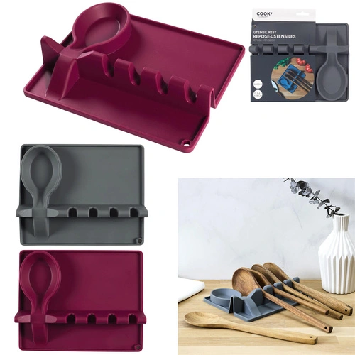 Uchwyt na przybory kuchenne silikonowy    bordowy