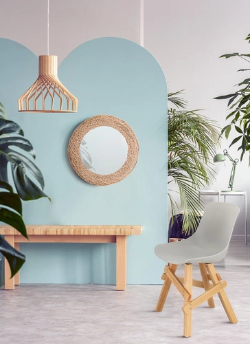 Krzesło do jadalni i kuchni Rail Intesi szare nowoczesne drewniane nogi skandynawskie