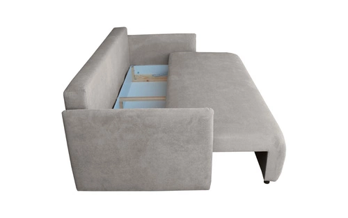 Sofa rozkładana z funkcją spania Mondel sztruksowa szara jasna 3 osobowa z pojemnikiem do salonu