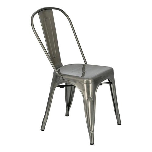 Krzesło metalowe Paris D2.DESIGN inspirowane Tolix do jadalni kuchni loft srebrne industrialne