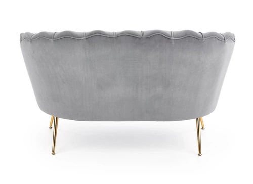 Sofa dwuosobowa welurowa Florencja popielata glamour do salonu na złotych nogach Intesi