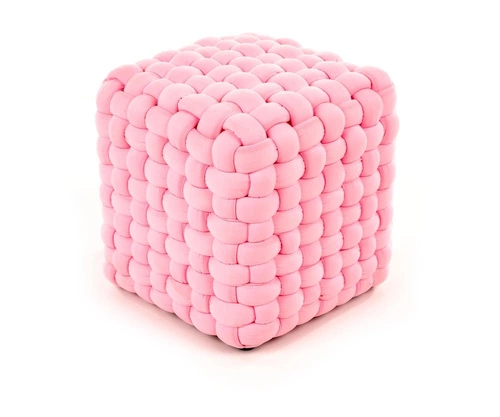 Pufa Rubi różowa kwadratowa tapicerowana do salonu i pokoju dziecięcego 35x35 cm Intesi