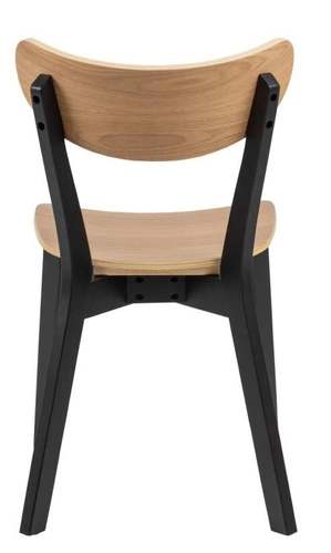 Krzesło drewniane Roxby Actona do jadalni i kuchni nowoczesne czarne z naturalnym siedziskiem