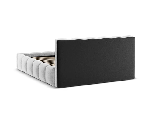 Łóżko tapicerowane Lupine 180x200 srebrne chenille z pojemnikiem do sypialni glamour