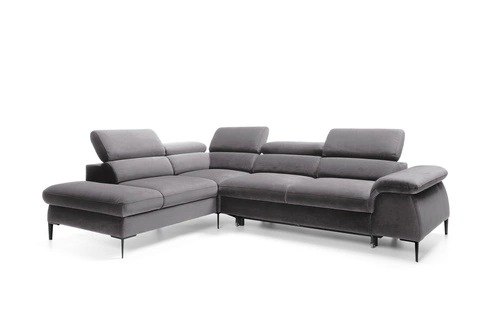 Narożnik z funkcją spania Silvo L lewy szary skandynawski do salonu z pojemnikiem