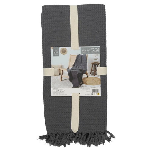 Narzuta waflowa bawełniana na łóżko 120x150 cm grafitowa Intesi nowoczesna