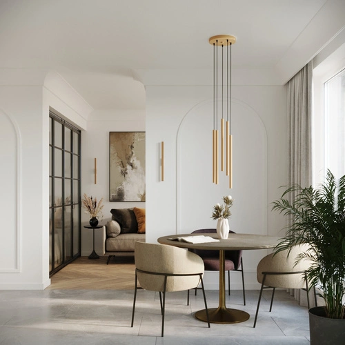 Lampa wisząca złota Pastelo 2 nowoczesna regulowana do salonu i jadalni SOLLUX LIGHTING