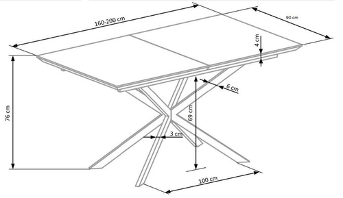 Stół rozkładany do jadalni Crosser biały marmur nowoczesny blat ceramiczny 160-200 cm Intesi