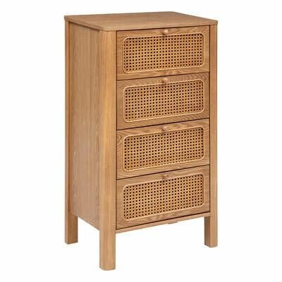Komoda z szufladami Tira Atmosphera rattanowa drewniana 55 cm boho do sypialni i salonu